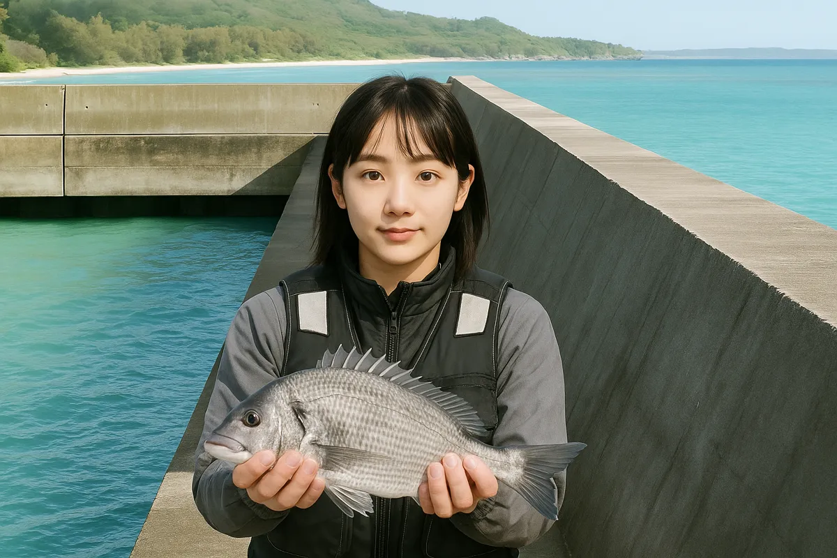 南原漁港でチヌの釣果を得た国生.webp