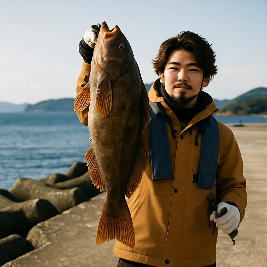原別漁港でアイナメの釣果を得た澤田.webp