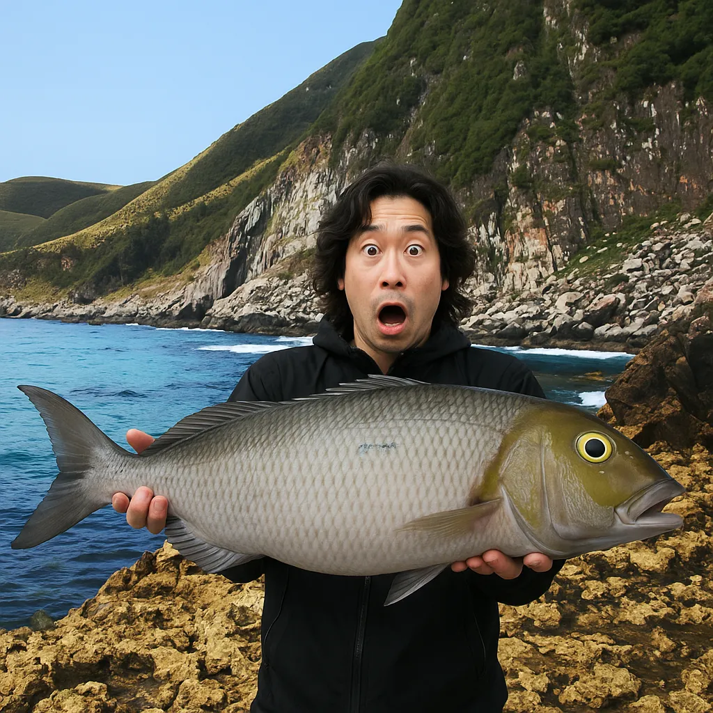 口之島でアオチビキの釣果を得た岸本.webp