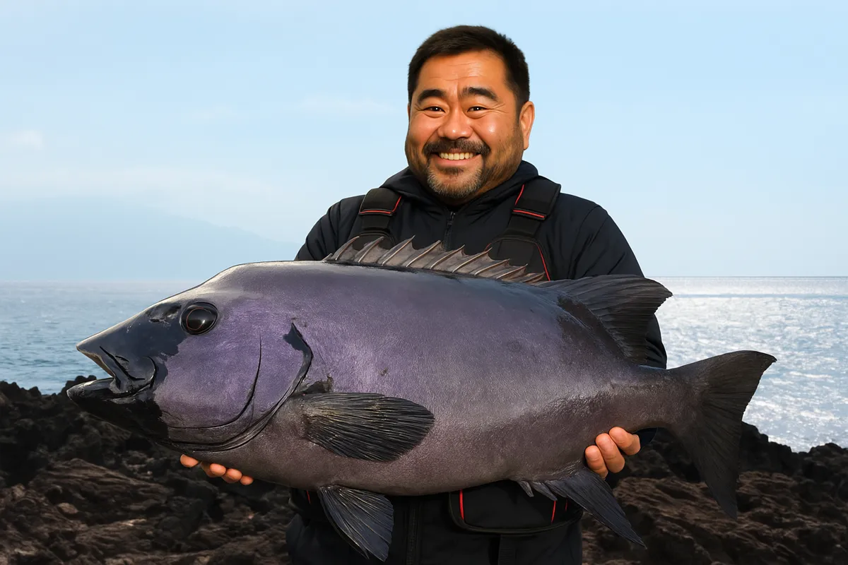 口永良部島でイシダイの釣果を得た楢崎.webp