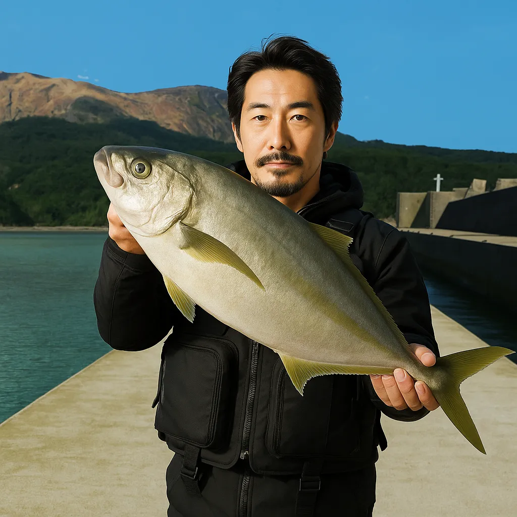 口永良部島でシマアジの釣果を得た佐々木.webp