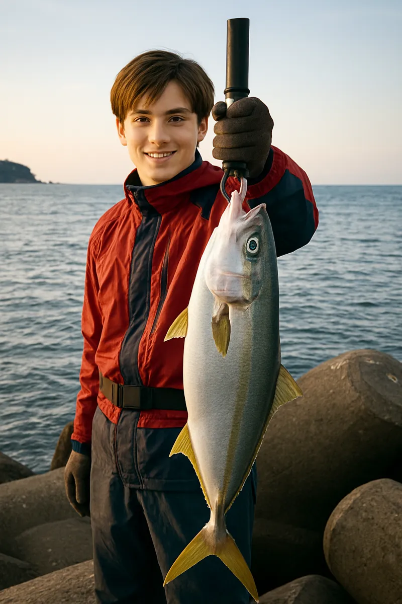 吉浜漁港でイナダの釣果を得た久良木.webp