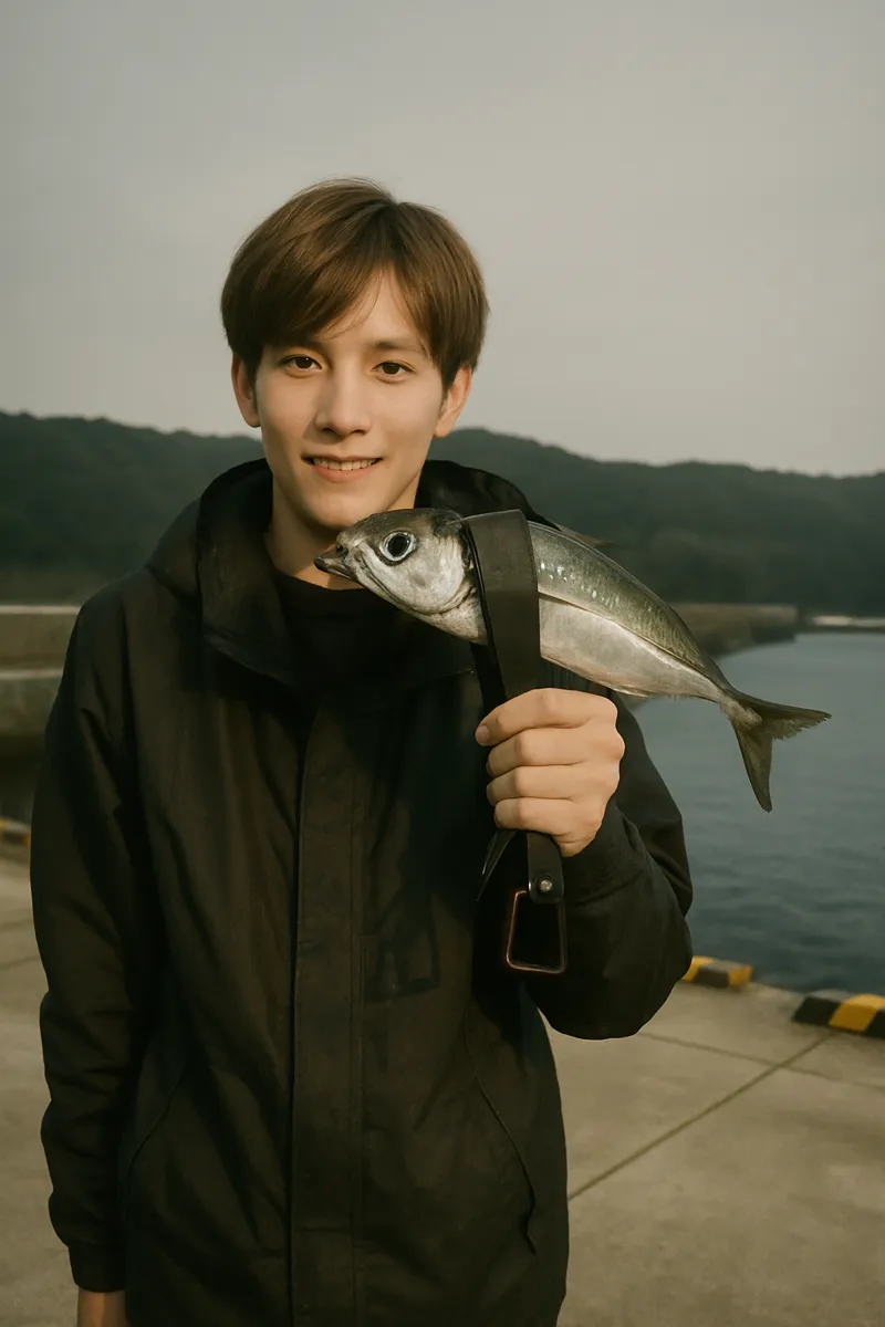 吉里吉里漁港でサバの釣果を得た久良木.webp