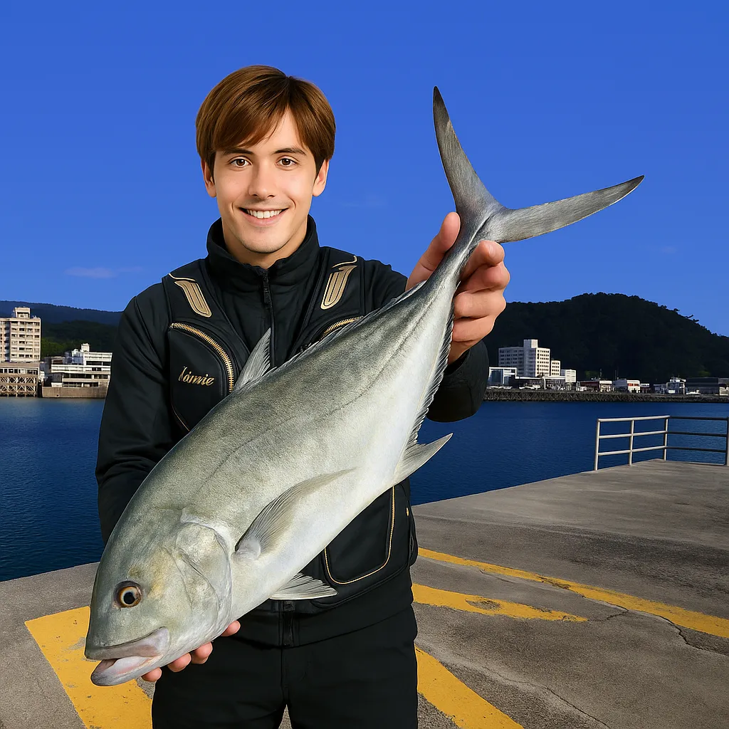 名護漁港でガーラの釣果を得た久良木.webp