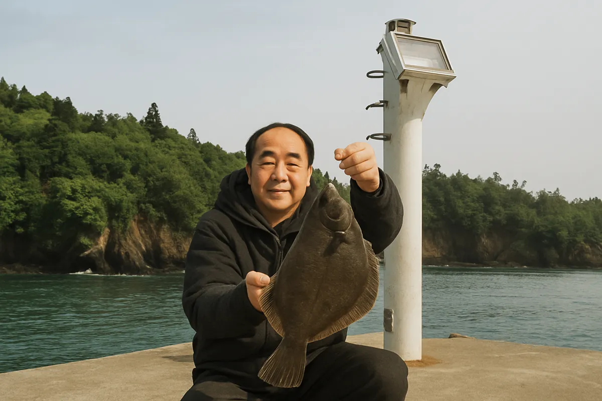 名足漁港でカレイの釣果を得た持田.webp