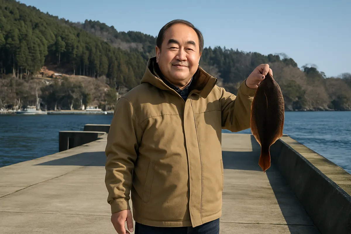唐丹漁港でカレイの釣果を得た持田.webp