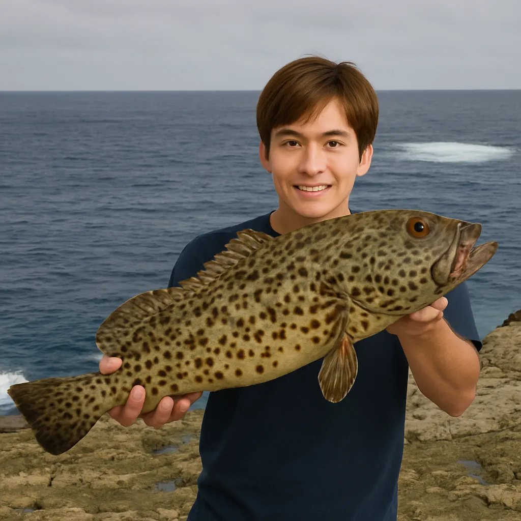 喜界島でカンモンハタの釣果を得た久良木.webp