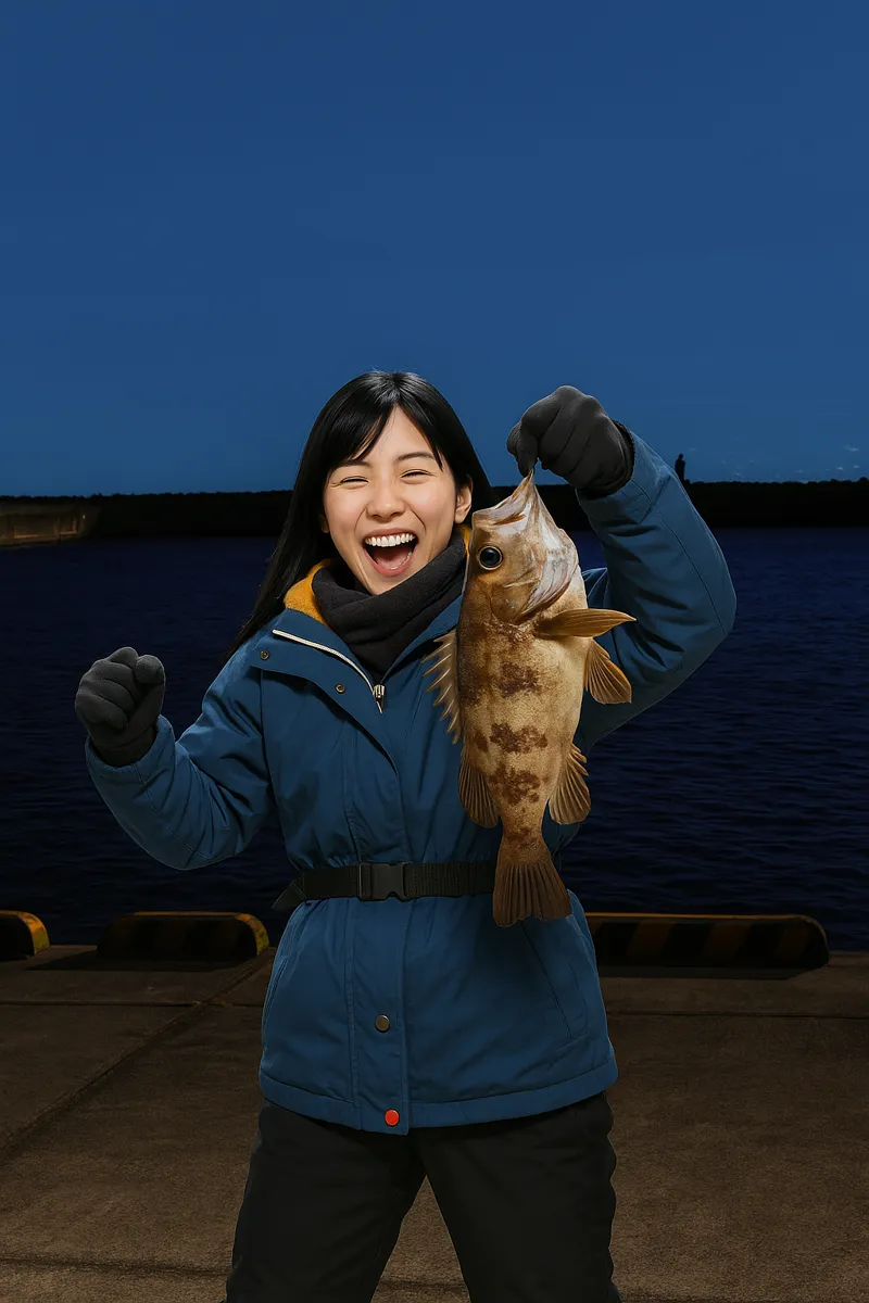 四倉港でメバルの釣果を得た黒川.webp