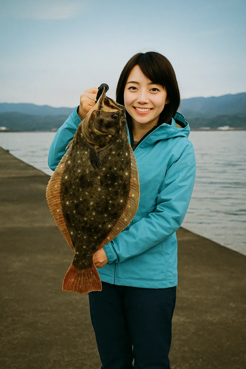 坂ノ市一文字でヒラメの釣果を得た西岡.webp