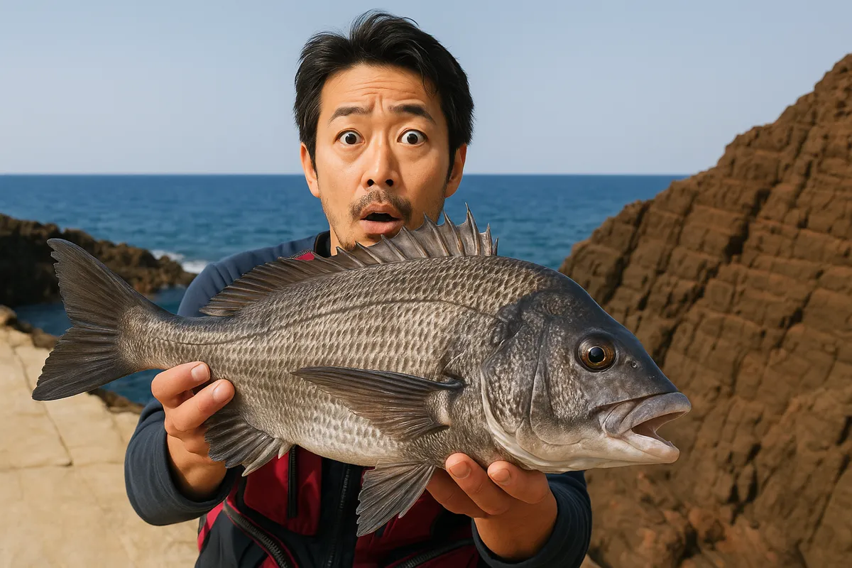 塩俵岩でクロダイの釣果を得た佐々木.webp