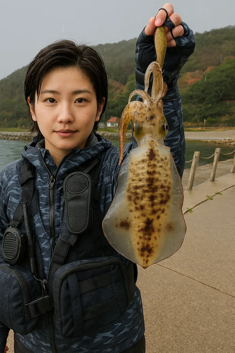 夏井公園でアオリイカの釣果を得た佐伯.webp