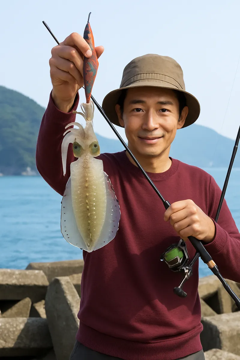 大入島でエギングの釣果を得た亀岡.webp