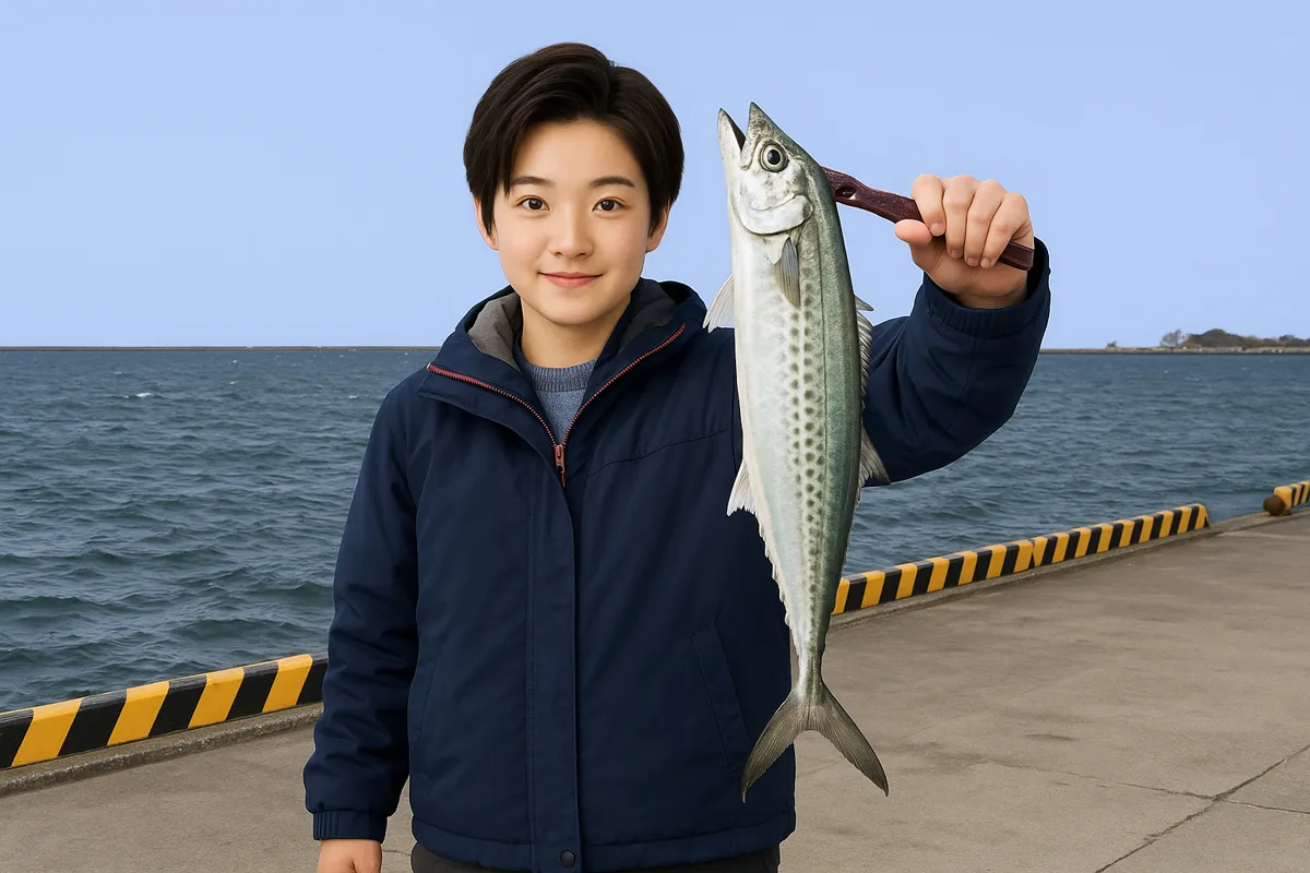 大在公共埠頭でサゴシの釣果を得た佐伯.webp