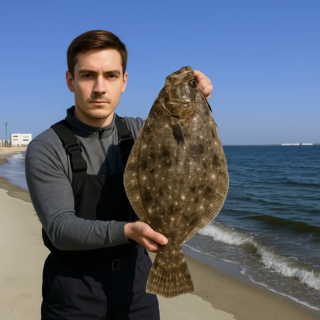 大曲浜でヒラメの釣果を得た男性.webp