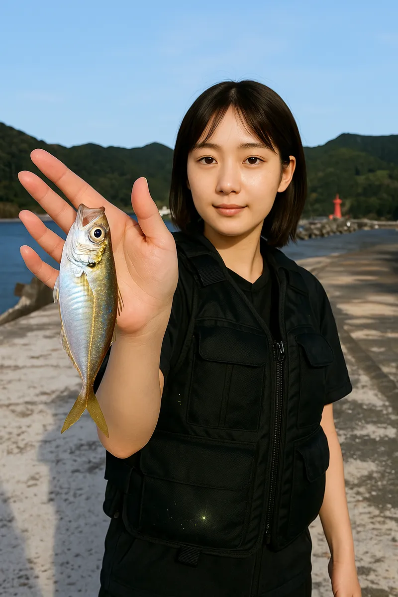 大泊港でアジの釣果を得た森永.webp
