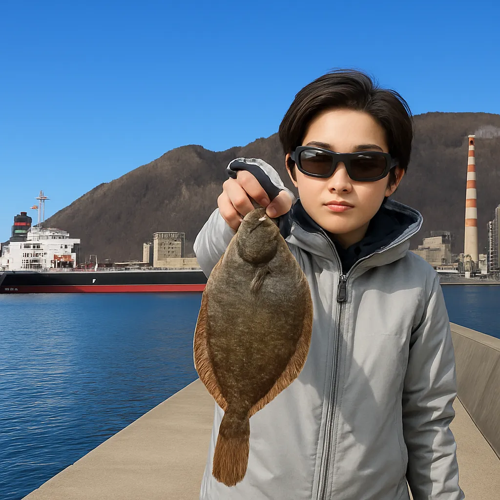 大船渡港でカレイの釣果を得た佐伯.webp