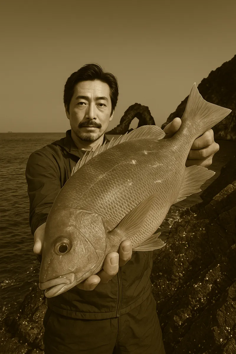 大輪島でシブダイの釣果を得た佐々木.webp