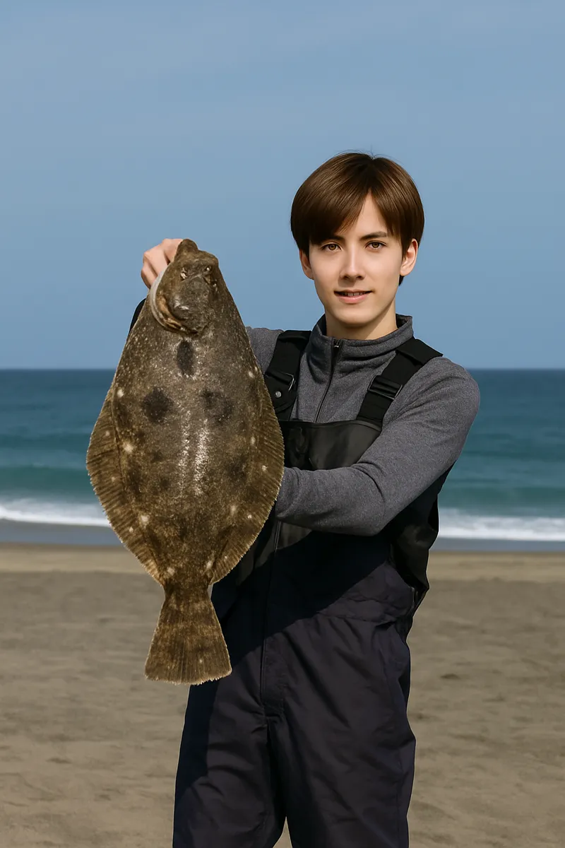 大須賀海岸でヒラメの釣果を得た久良木.webp