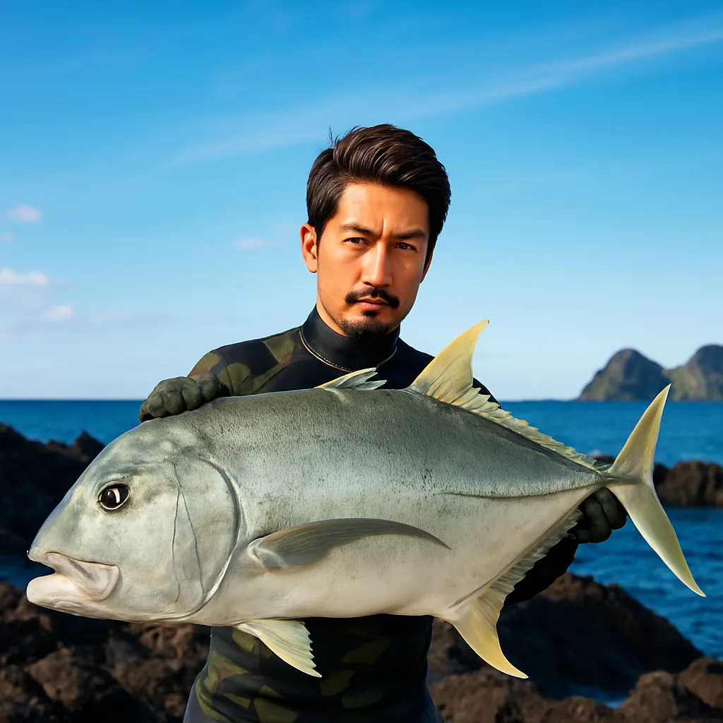 奄美大島でロウニンアジの釣果を得た広岡.webp