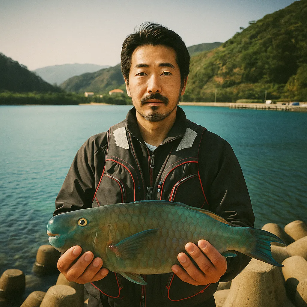 奥漁港でイラブチャーの釣果を得た佐々木.webp