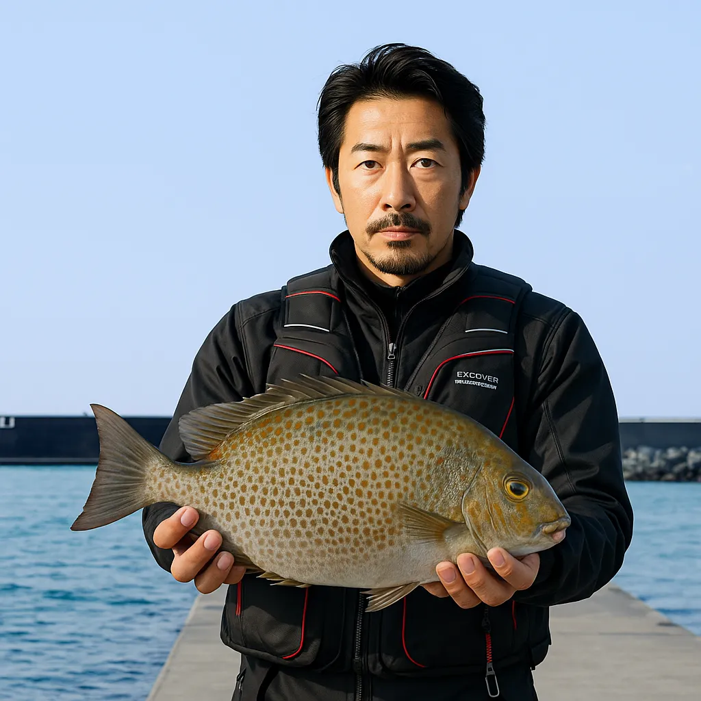 安田漁港でカーエーの釣果を得た佐々木.webp