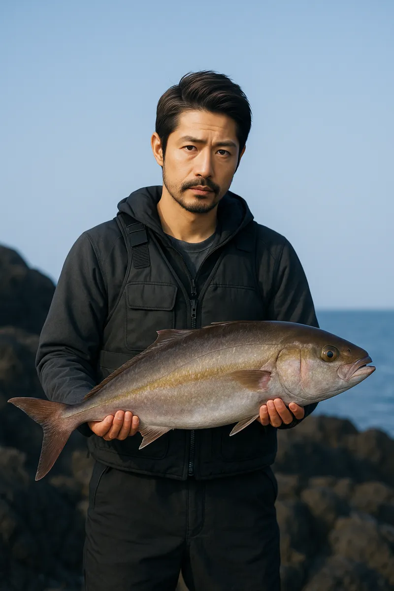 宝島でカンパチの釣果を得た広岡.webp