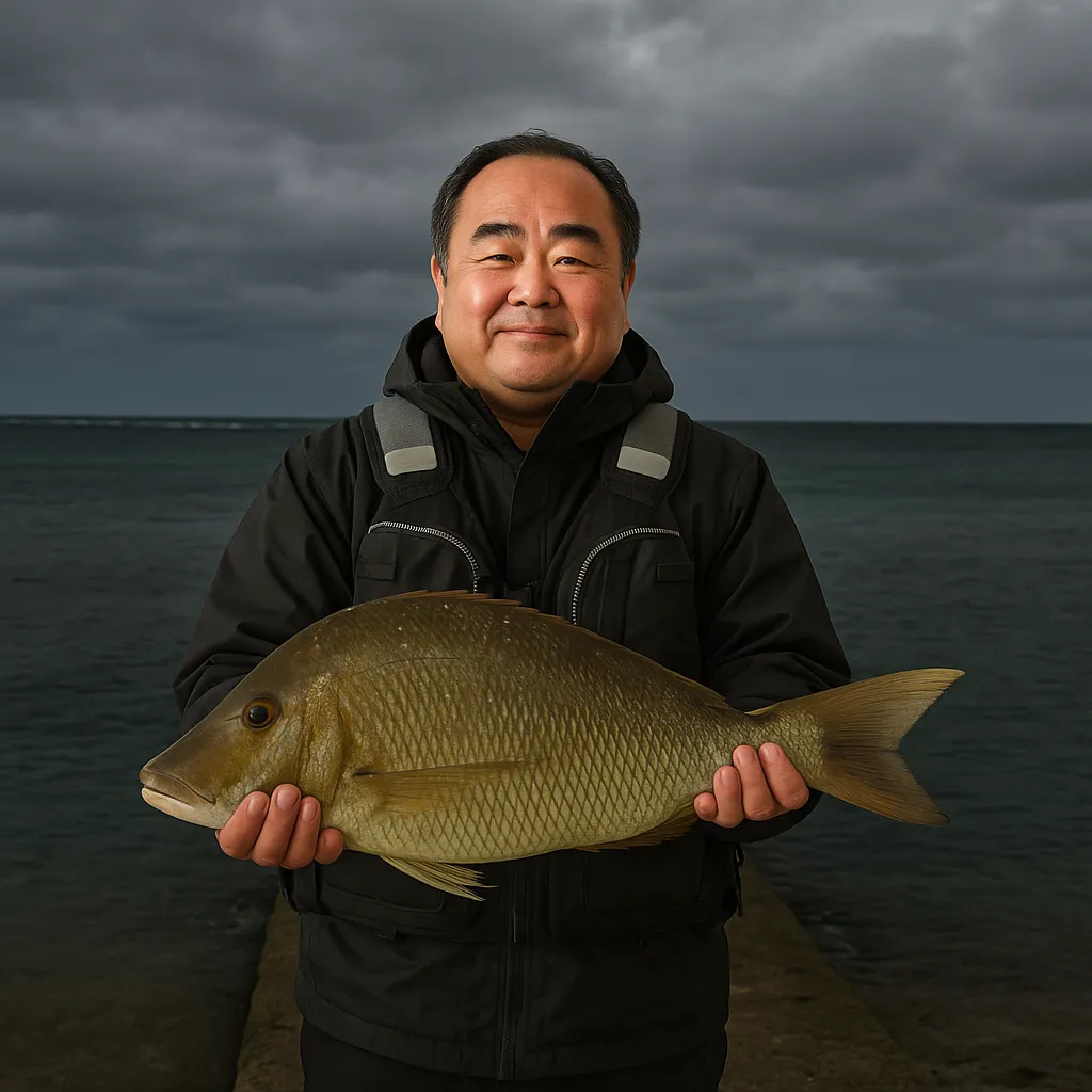 宮城島でタマンの釣果を得た持田.webp