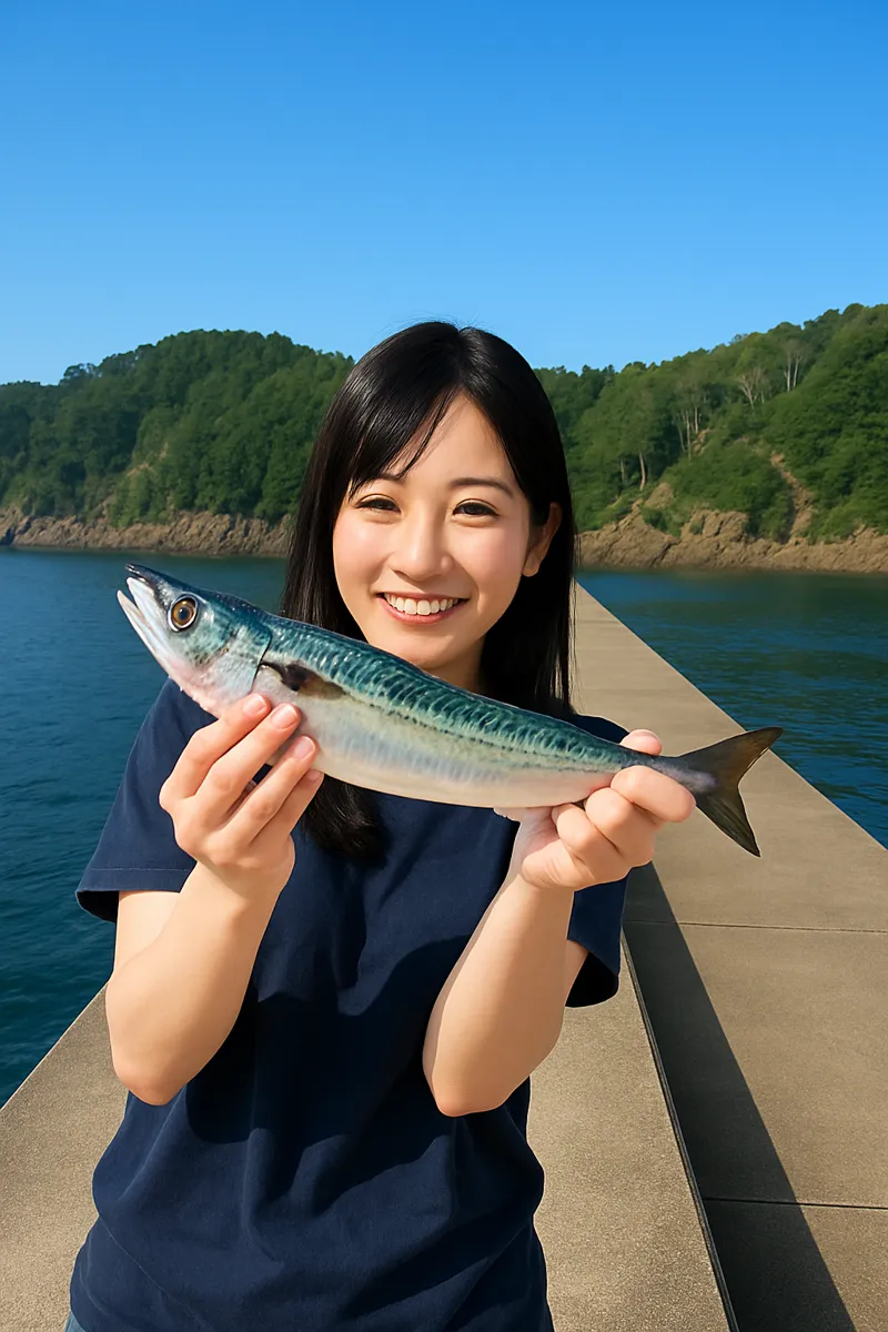寄磯漁港でサバの釣果を得た黒川.webp