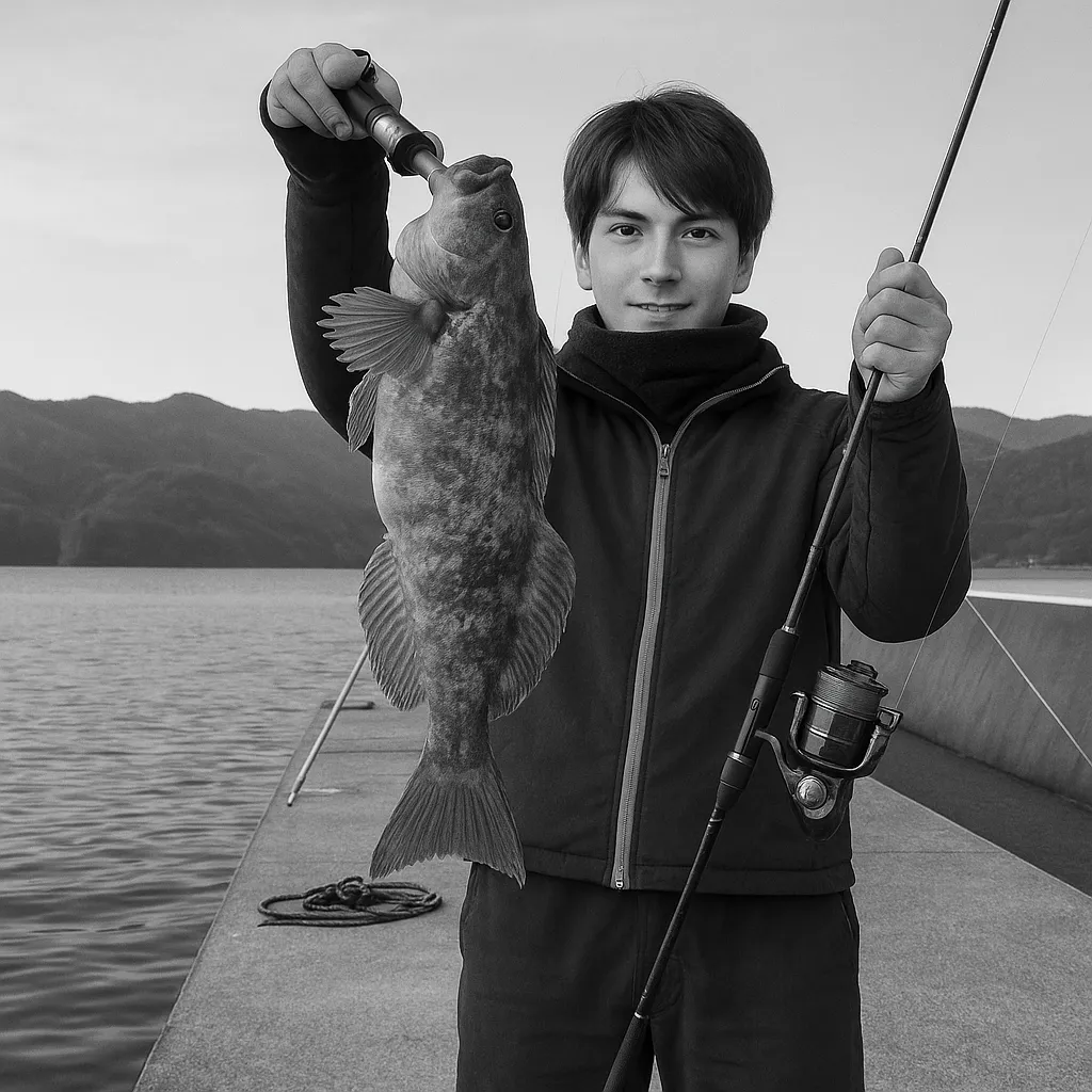小乗浜漁港でアイナメの釣果を得た久良木.webp