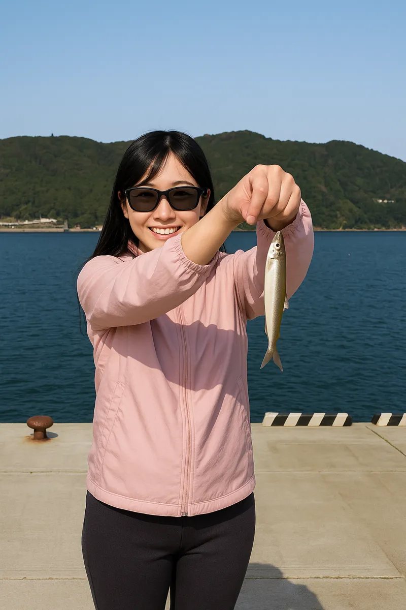 小乗浜漁港でチカの釣果を得た黒川.webp