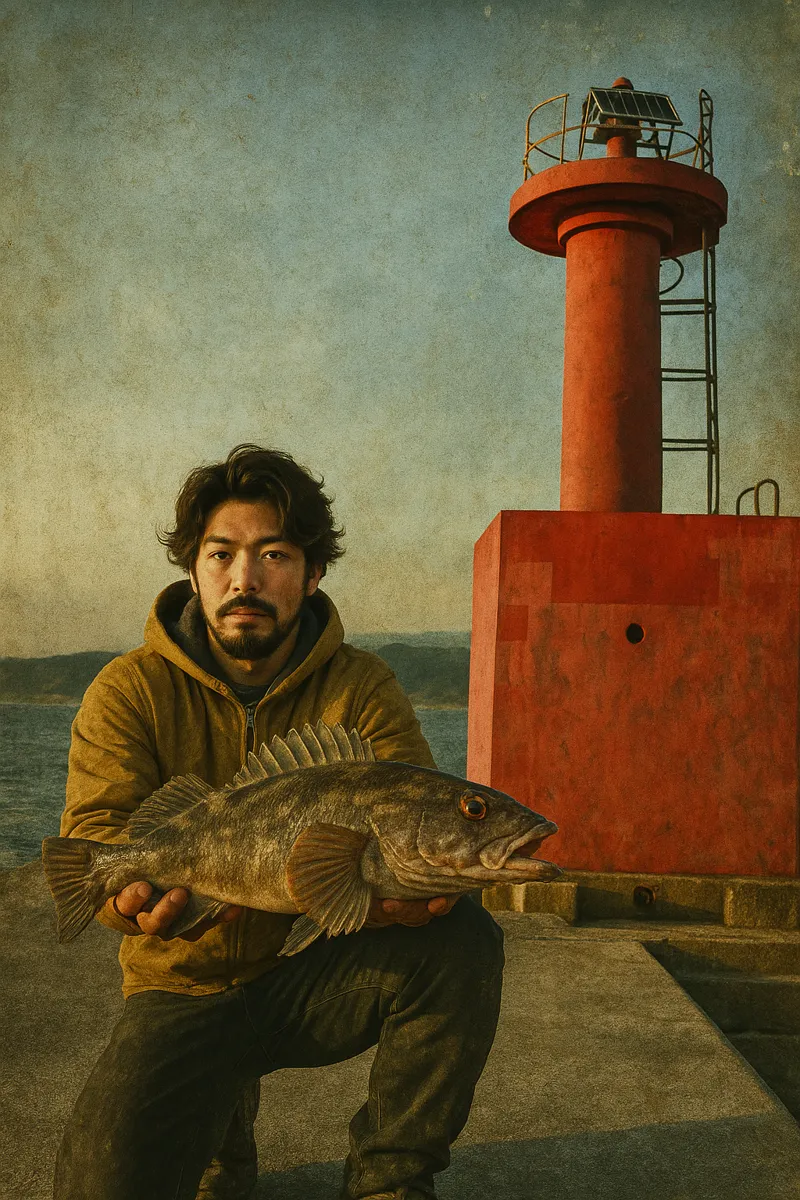 小泊漁港でアイナメの釣果を得た澤田.webp