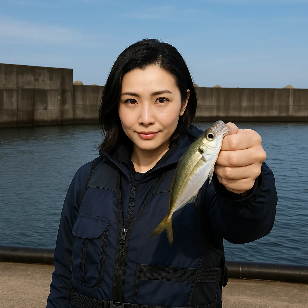 小波渡漁港でアジの釣果を得た八重田.webp