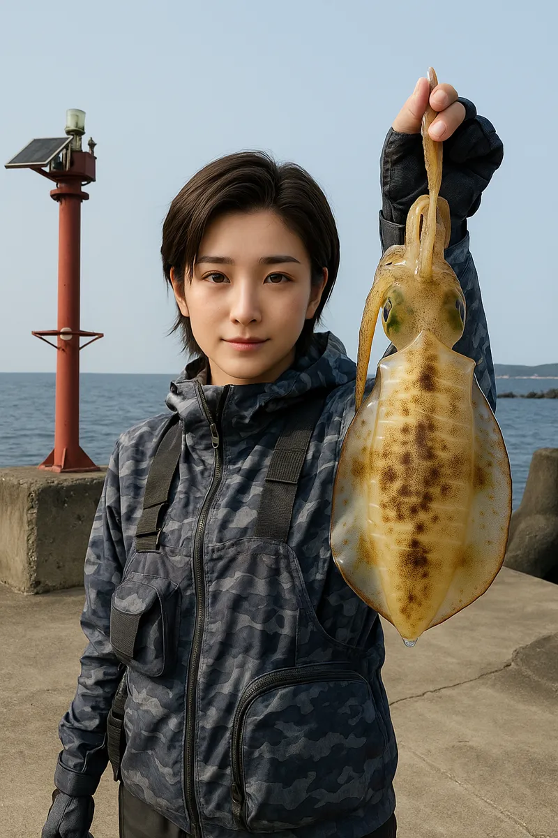 小澗分港でアオリイカの釣果を得た佐伯.webp