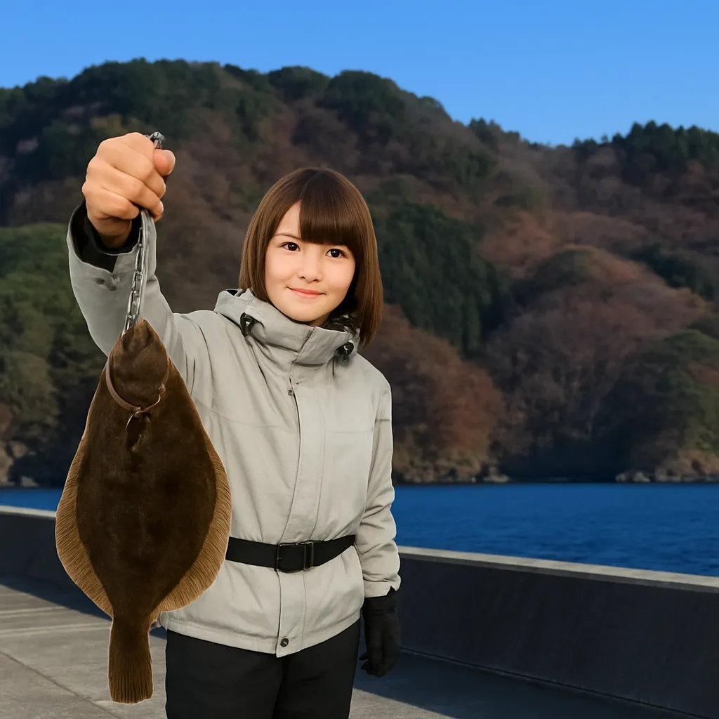 小白浜漁港でカレイの釣果を得た山際.webp