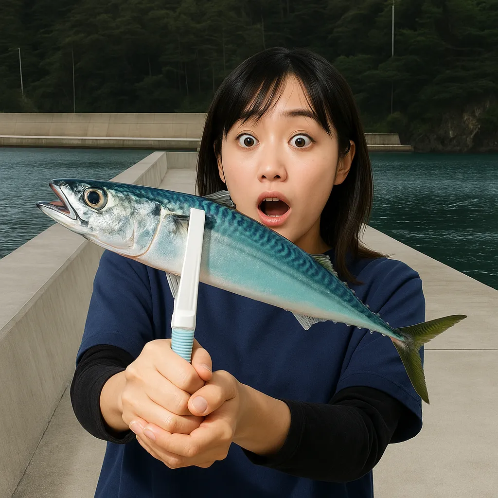 小積浜漁港でサバの釣果を得た国生.webp
