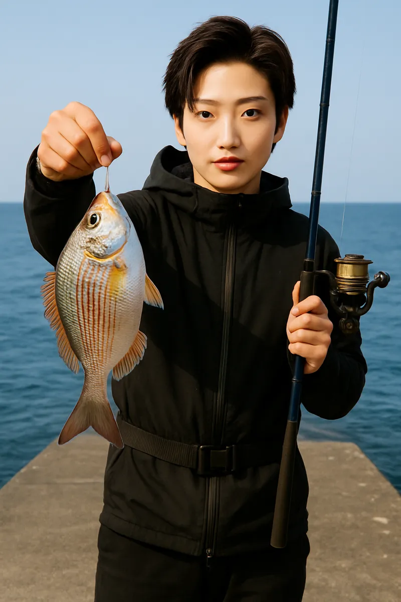 尻労漁港でウミタナゴの釣果を得た佐伯.webp