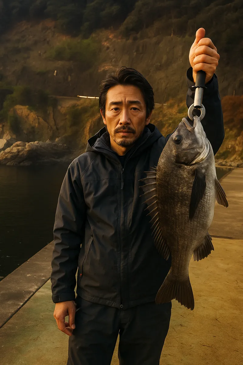 尾浦港でチヌの釣果を得た佐々木.webp