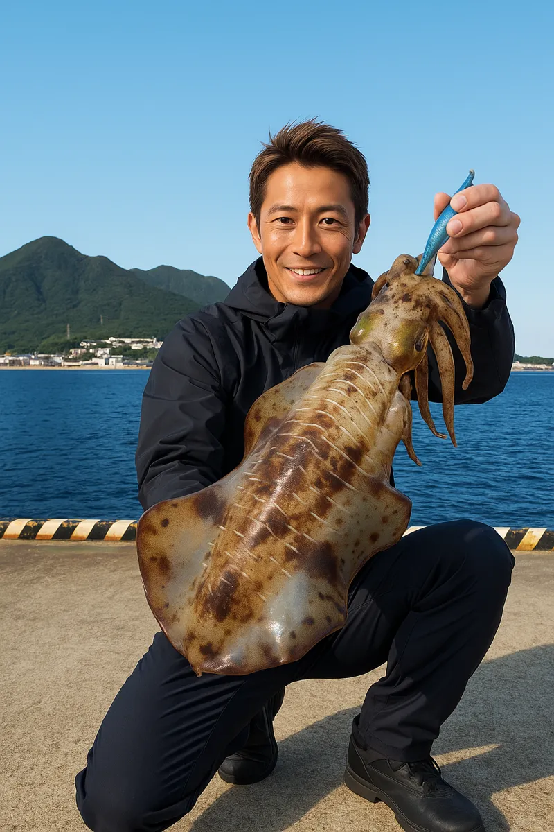 屋久島でアオリイカの釣果を得た亀岡.webp