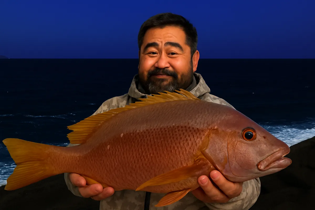 屋久島でシブダイの釣果を得た楢崎.webp