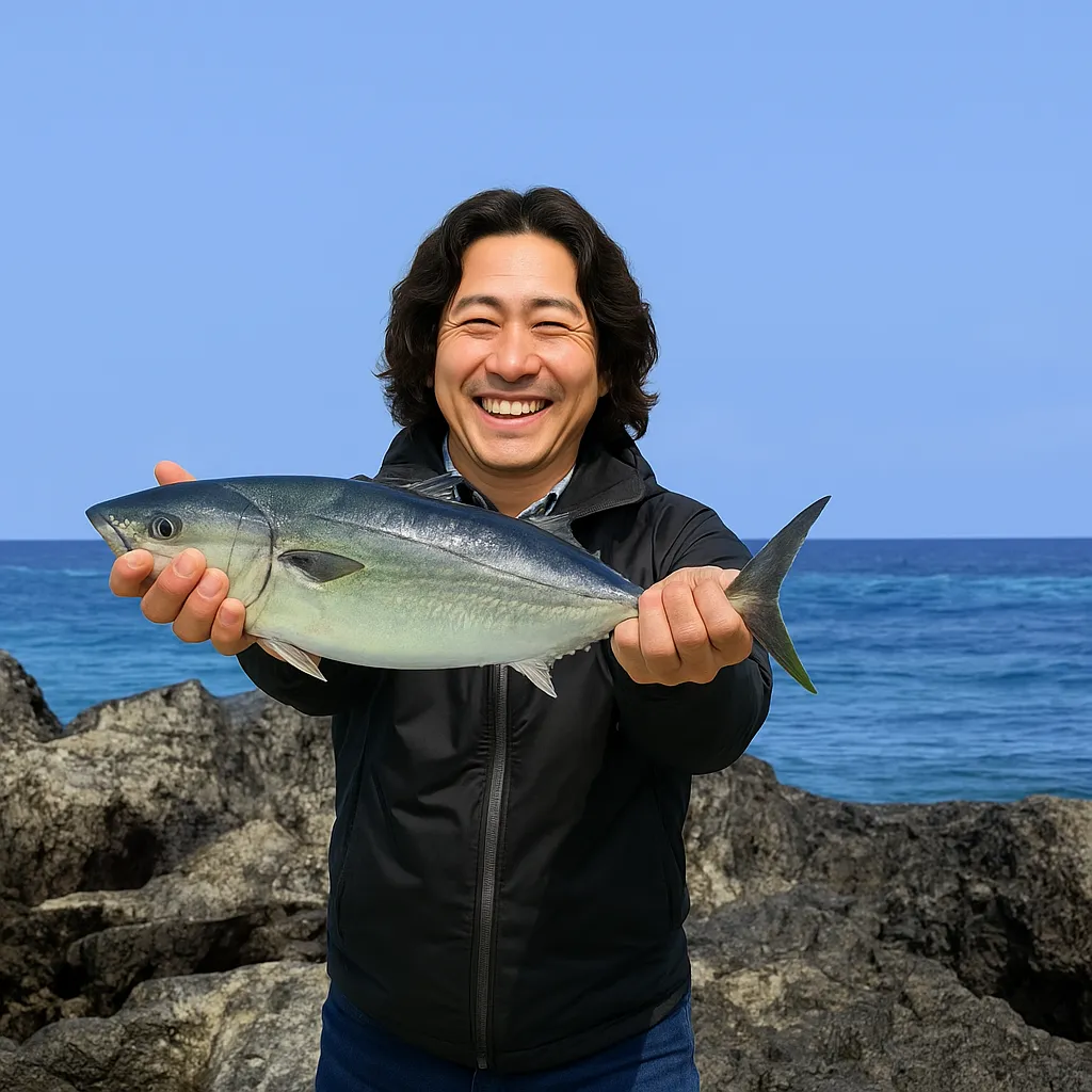 屋久島でスマガツオの釣果を得た岸本.webp
