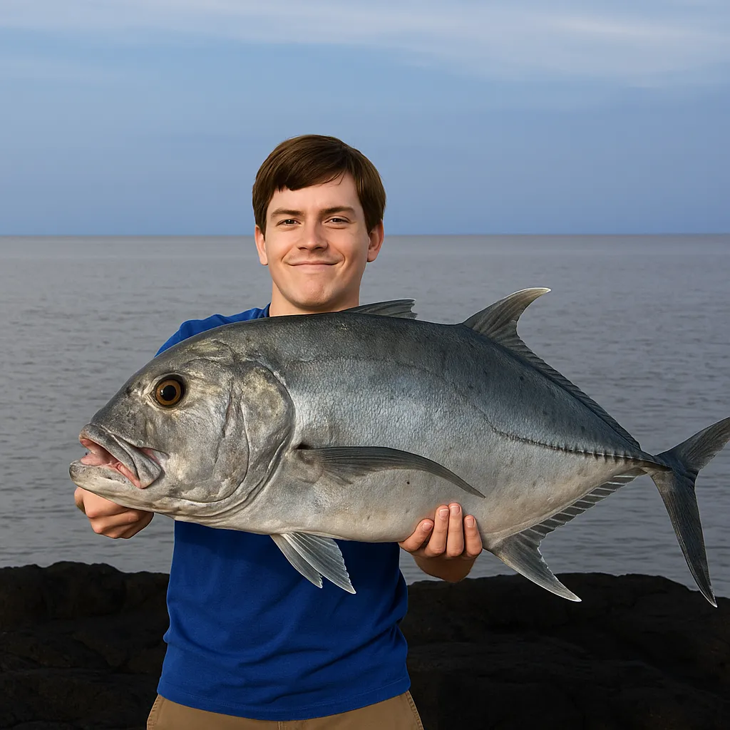 屋久島でロウニンアジの釣果を得た男性.webp