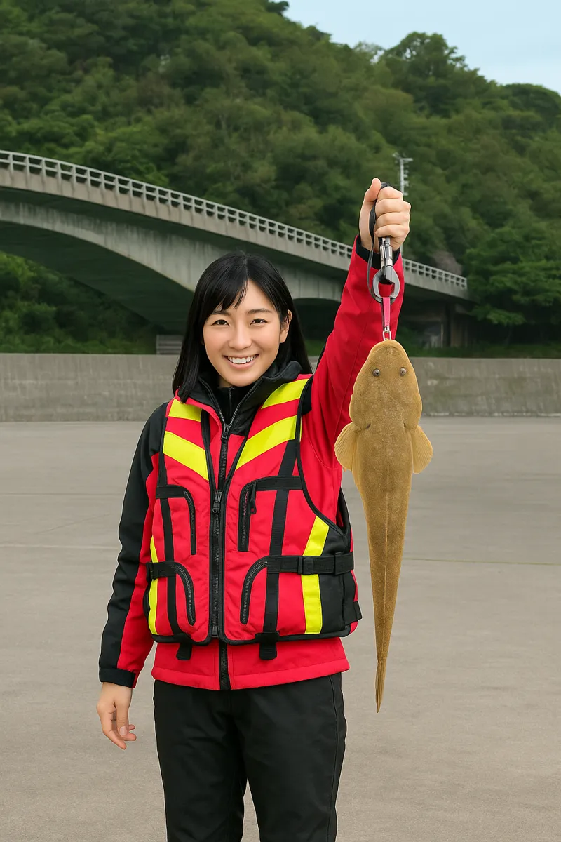 屋慶名港でコチの釣果を得た黒川.webp