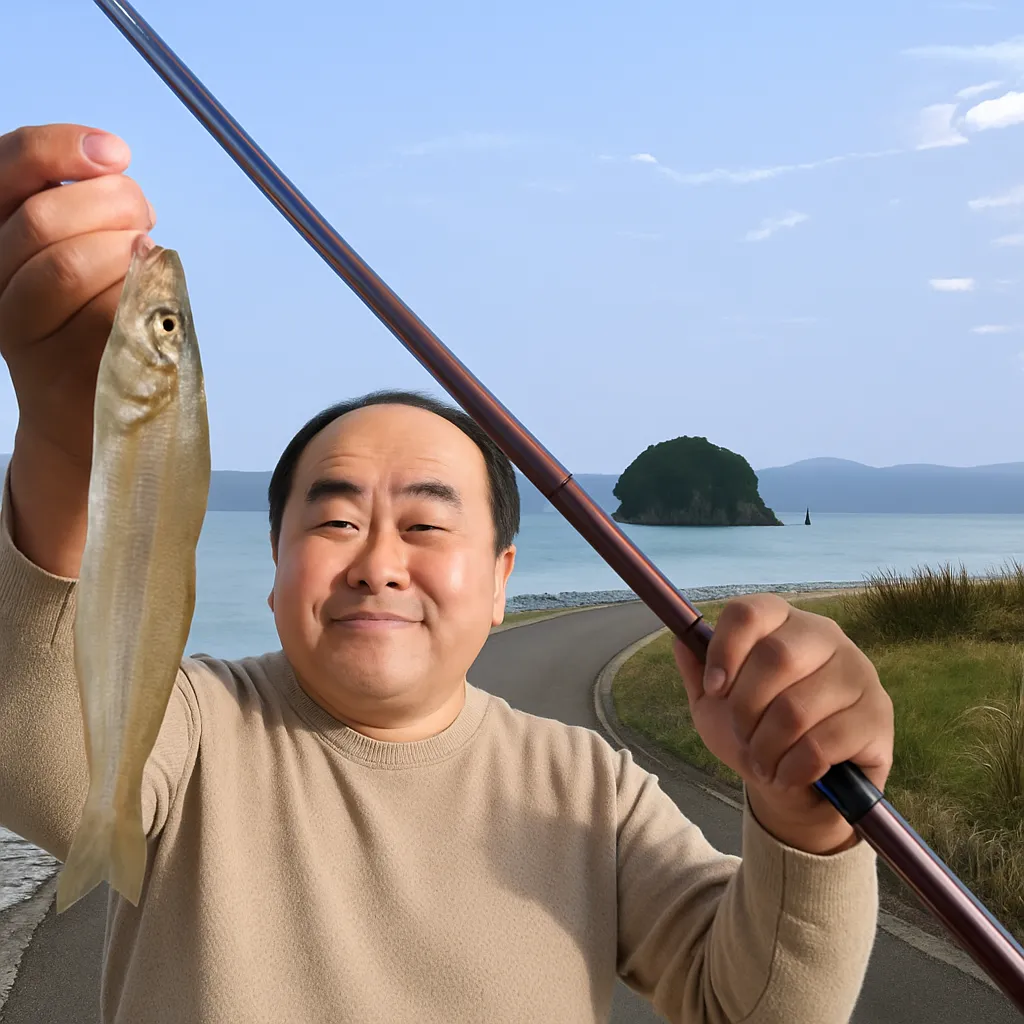 屋我地漁港でキスの釣果を得た持田.webp