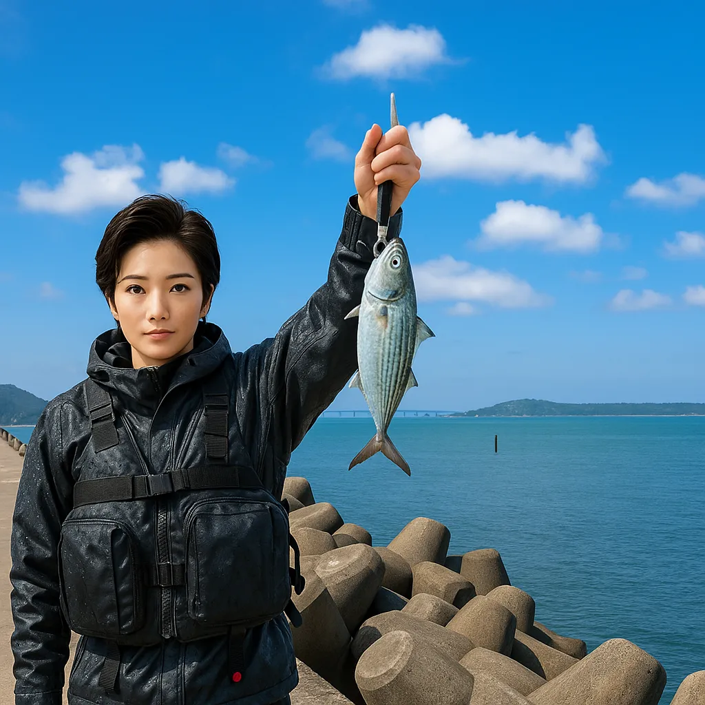 山川漁港でグルクマの釣果を得た佐伯.webp
