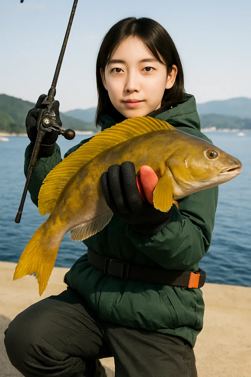 山田漁港でアイナメの釣果を得た森永.webp