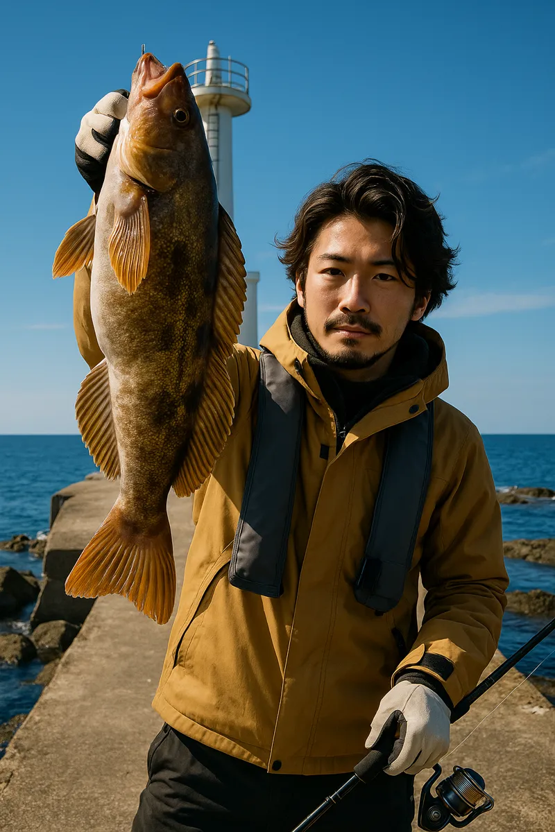 岩崎漁港でアイナメの釣果を得た澤田.webp