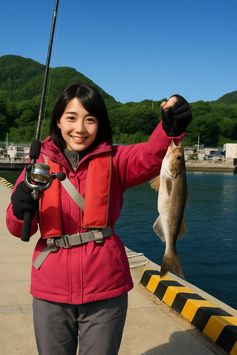 岩館漁港でホッケの釣果を得た黒川.webp