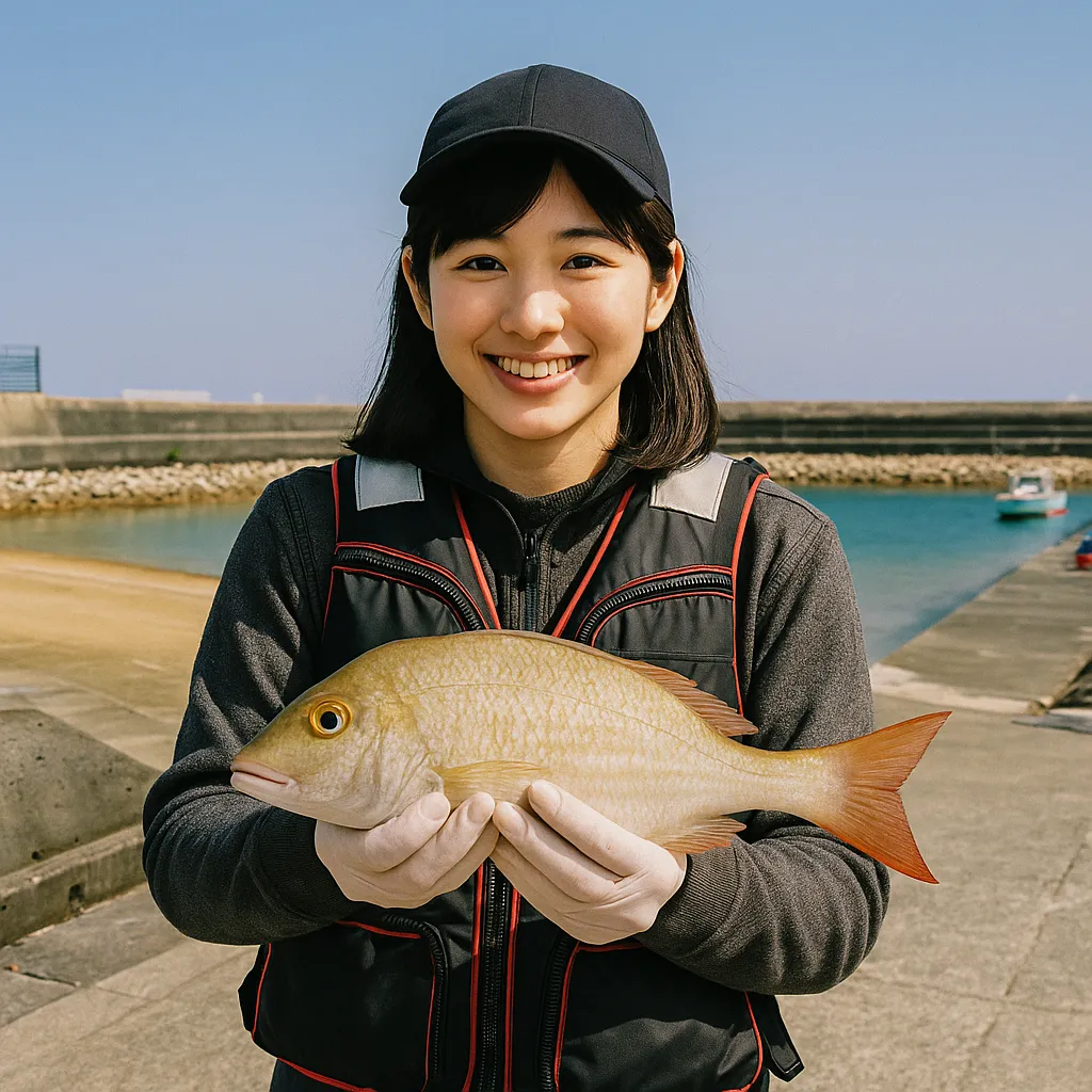 川田漁港でムルーの釣果を得た黒川.webp