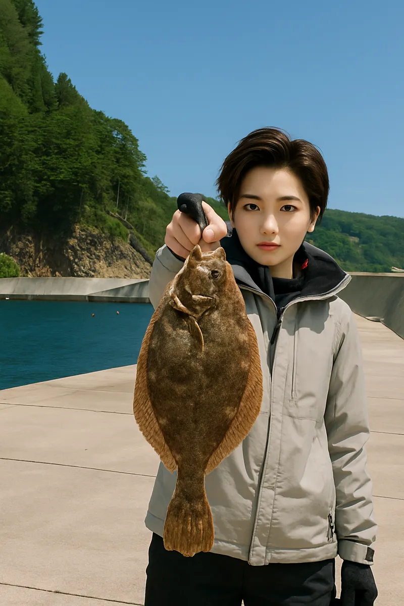 平井賀漁港でカレイの釣果を得た佐伯.webp