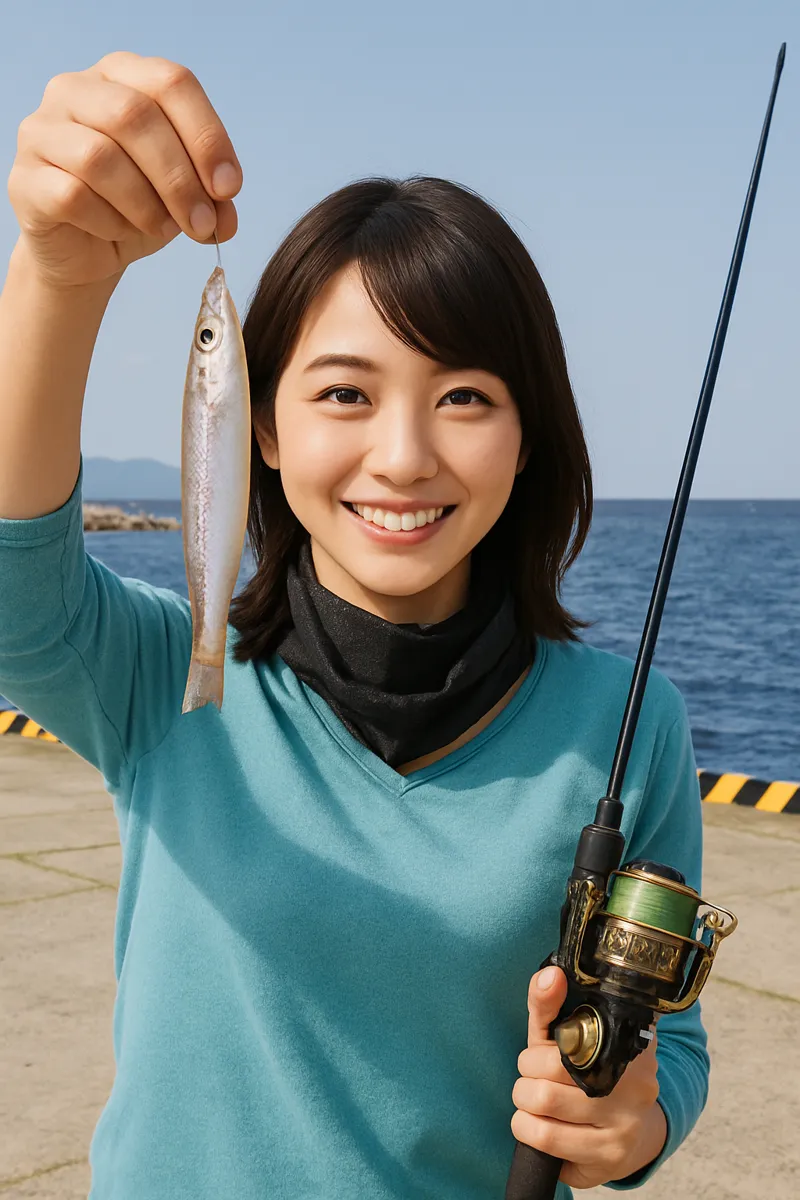 延岡新港でシロギスの釣果を得た西岡.webp